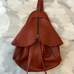 Vintage genuine leather and suede shoulder bag